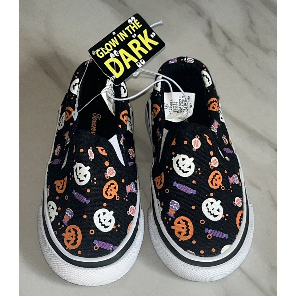 Tommy Bahama Toddler 6 Slip-On Shoes‎ Pumpkins Halloween Glow in the Dark Canvas